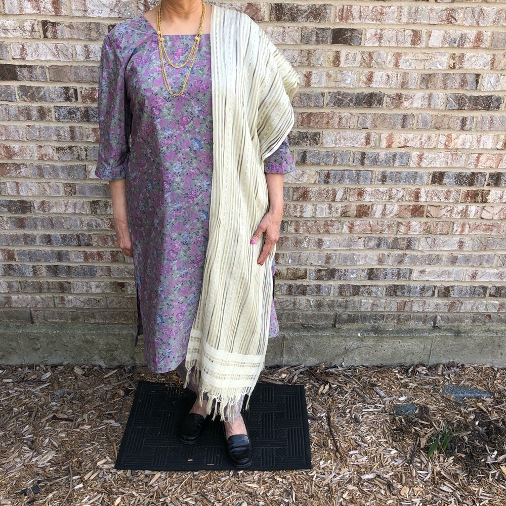 Indian Bollywood sari shalwar purple gray